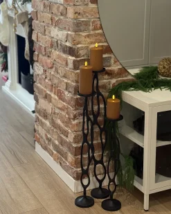 Outlet Beliani Set di 3 portacandele BUNI Metallo 54/68/84 cm Nero