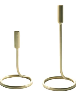 Clearance Beliani Set di 2 portacandele BUNYU Metallo 19/28 cm Oro