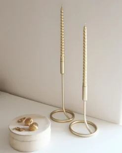 Clearance Beliani Set di 2 portacandele BUNYU Metallo 19/28 cm Oro