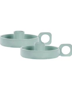 Discount Beliani Set di 2 portacandele CHORIO Metallo 4 cm menta Verde