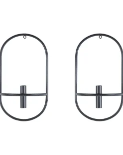 Discount Beliani Set di 2 portacandele da parete CAVIANA Metallo 38 cm Nero