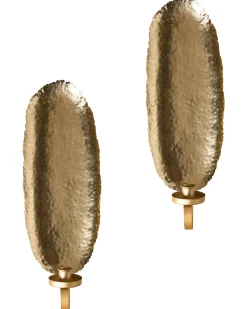 Hot Beliani Set di 2 portacandele da parete FEIJO Metallo 44 cm Oro