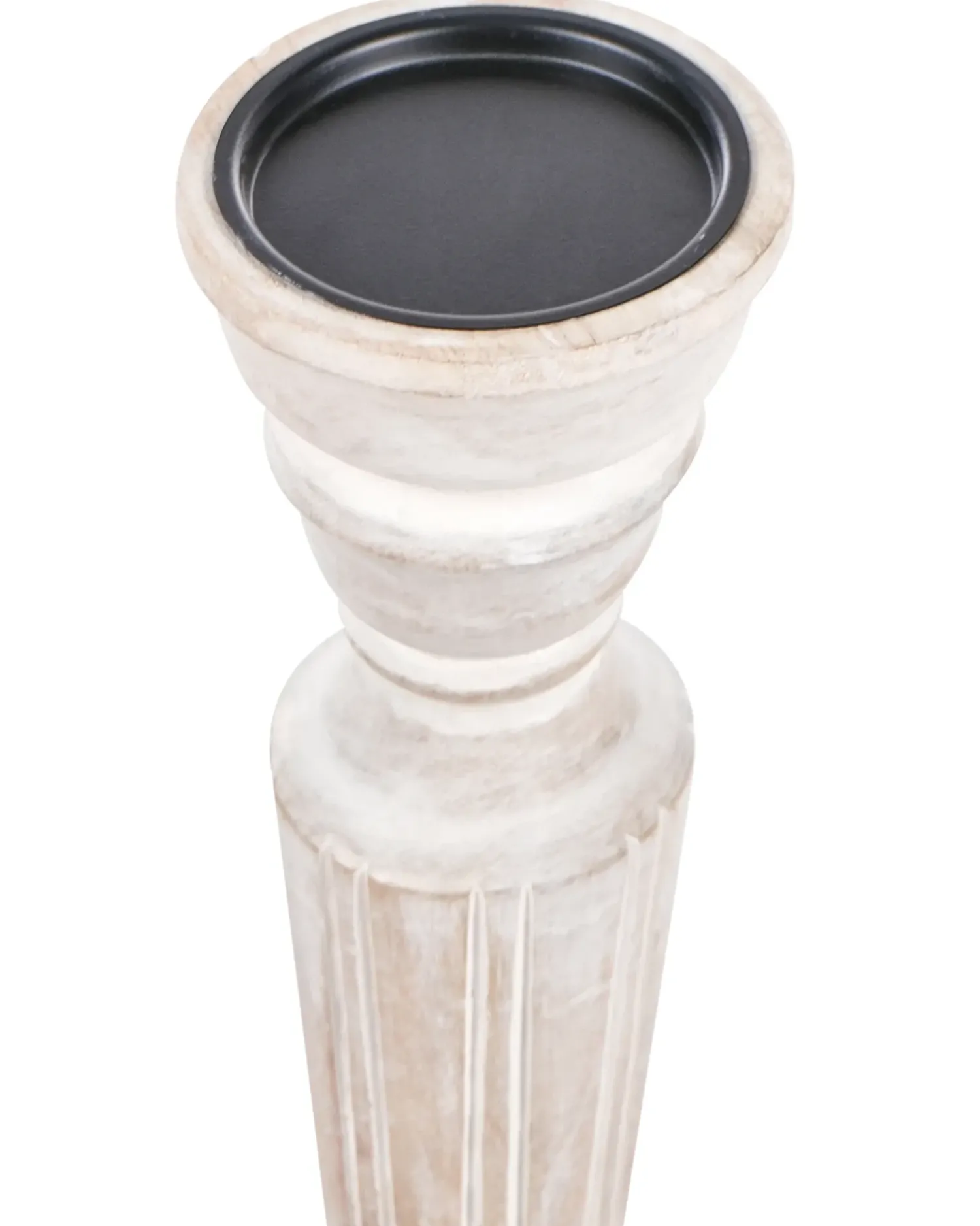 Beliani Set di 2 portacandele DARWA Legno di mango 30/40 cm Marrone chiaro Bianco Marrone