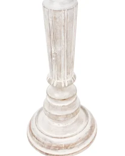 Beliani Set di 2 portacandele DARWA Legno di mango 30/40 cm Marrone chiaro Bianco Marrone