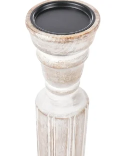 Beliani Set di 2 portacandele DARWA Legno di mango 30/40 cm Marrone chiaro Bianco Marrone