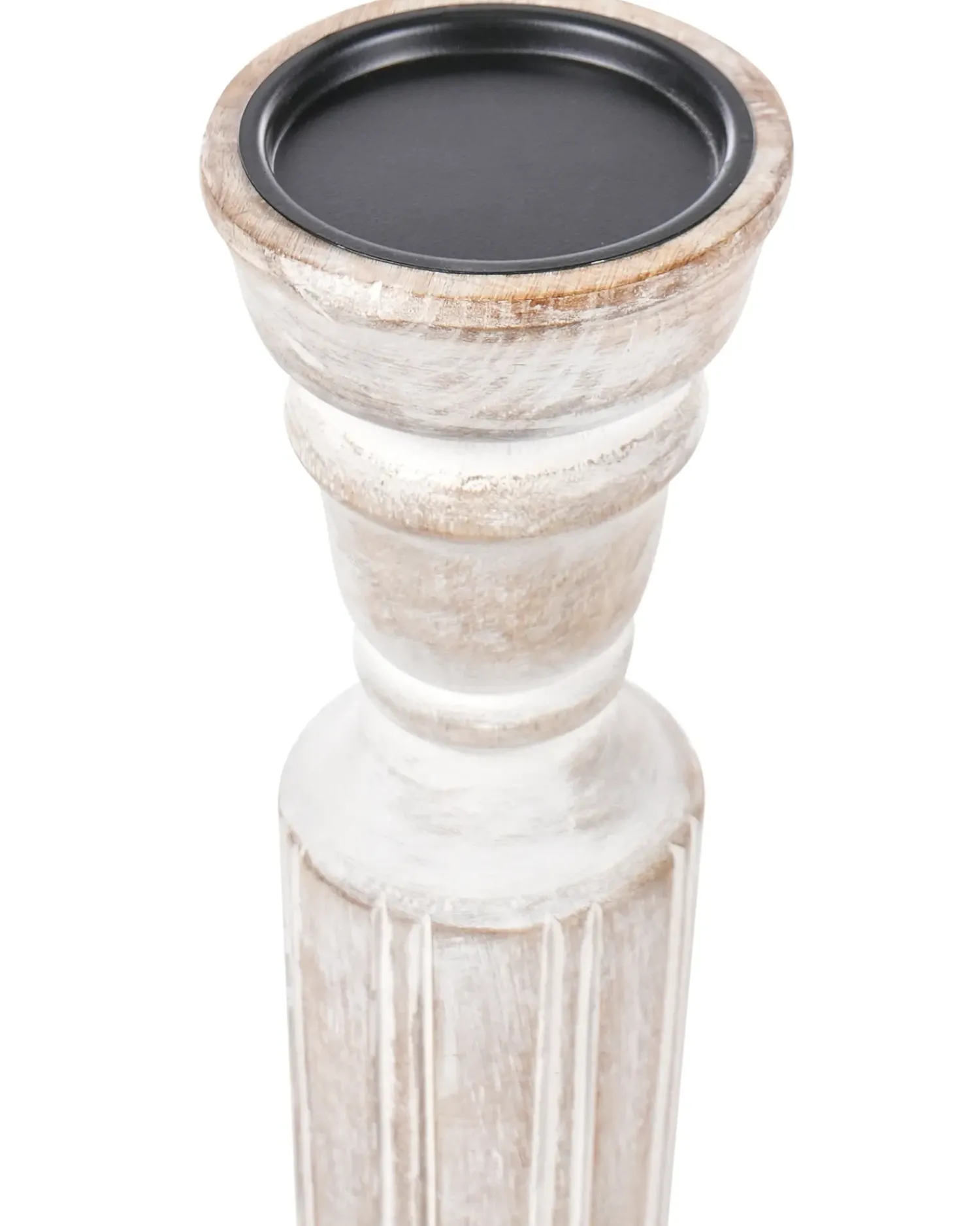 Beliani Set di 2 portacandele DARWA Legno di mango 30/40 cm Marrone chiaro Bianco Marrone