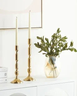 Outlet Beliani Set di 2 portacandele DIKIRNIS Metallo 31/36 cm Oro