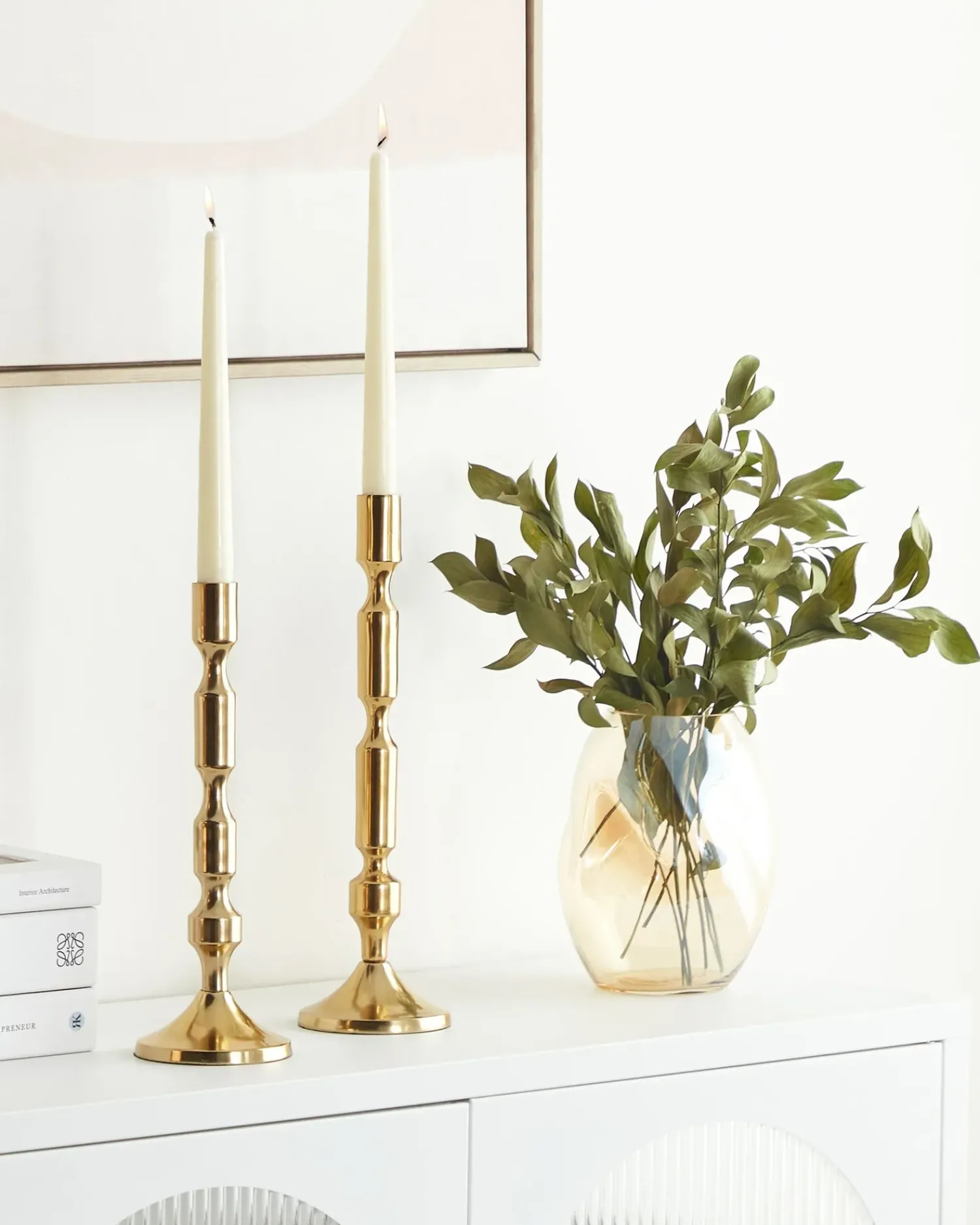 Outlet Beliani Set di 2 portacandele DIKIRNIS Metallo 31/36 cm Oro