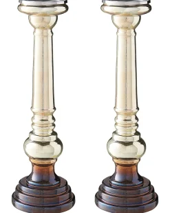 Hot Beliani Set di 2 portacandele IMARTI Vetro 40 cm Oro Oro Multicolore