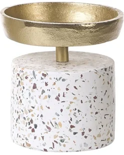 Beliani Set di 2 portacandele KAENGAN Pietra 13/24 cm Oro Multicolore Oro