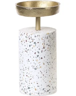 Beliani Set di 2 portacandele KAENGAN Pietra 13/24 cm Oro Multicolore Oro