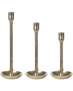 Discount Beliani Set di 3 portacandele LIWUNG Metallo 27/33/38 cm Oro