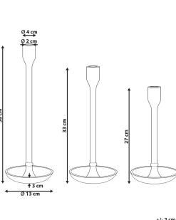 Discount Beliani Set di 3 portacandele LIWUNG Metallo 27/33/38 cm Oro