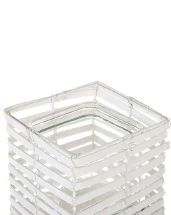 New Beliani Set di 3 portacandele MAROLA Legno di pioppo 54/34/20 cm Bianco