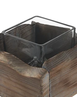 Clearance Beliani Set di 2 portacandele PLATEROS Legno di abete 15/12 cm Marrone scuro Grigio Marrone