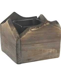 Clearance Beliani Set di 2 portacandele PLATEROS Legno di abete 15/12 cm Marrone scuro Grigio Marrone