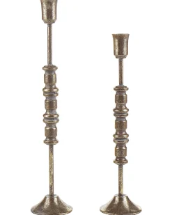 Outlet Beliani Set di 2 portacandele SALAMINA Metallo 63/49 cm Oro