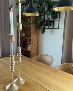Outlet Beliani Set di 2 portacandele SALAMINA Metallo 63/49 cm Oro