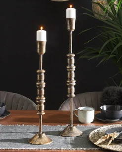 Outlet Beliani Set di 2 portacandele SALAMINA Metallo 63/49 cm Oro