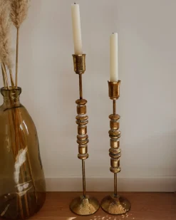 Outlet Beliani Set di 2 portacandele SALAMINA Metallo 63/49 cm Oro