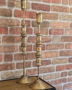 Outlet Beliani Set di 2 portacandele SALAMINA Metallo 63/49 cm Oro