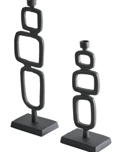 Beliani Set di 2 portacandele SIPANJE Metallo 35/48 cm Nero