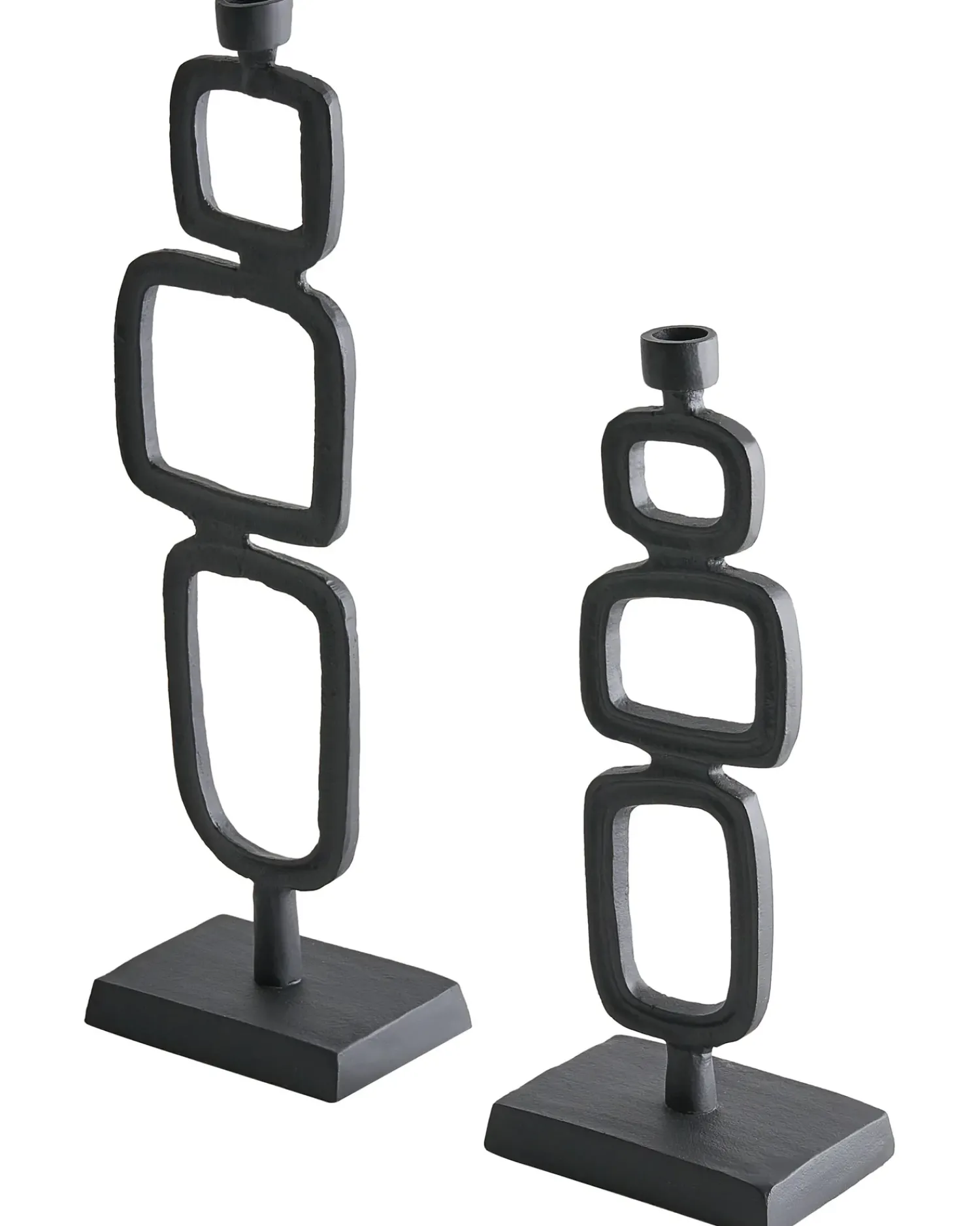 Beliani Set di 2 portacandele SIPANJE Metallo 35/48 cm Nero