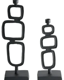 Beliani Set di 2 portacandele SIPANJE Metallo 35/48 cm Nero