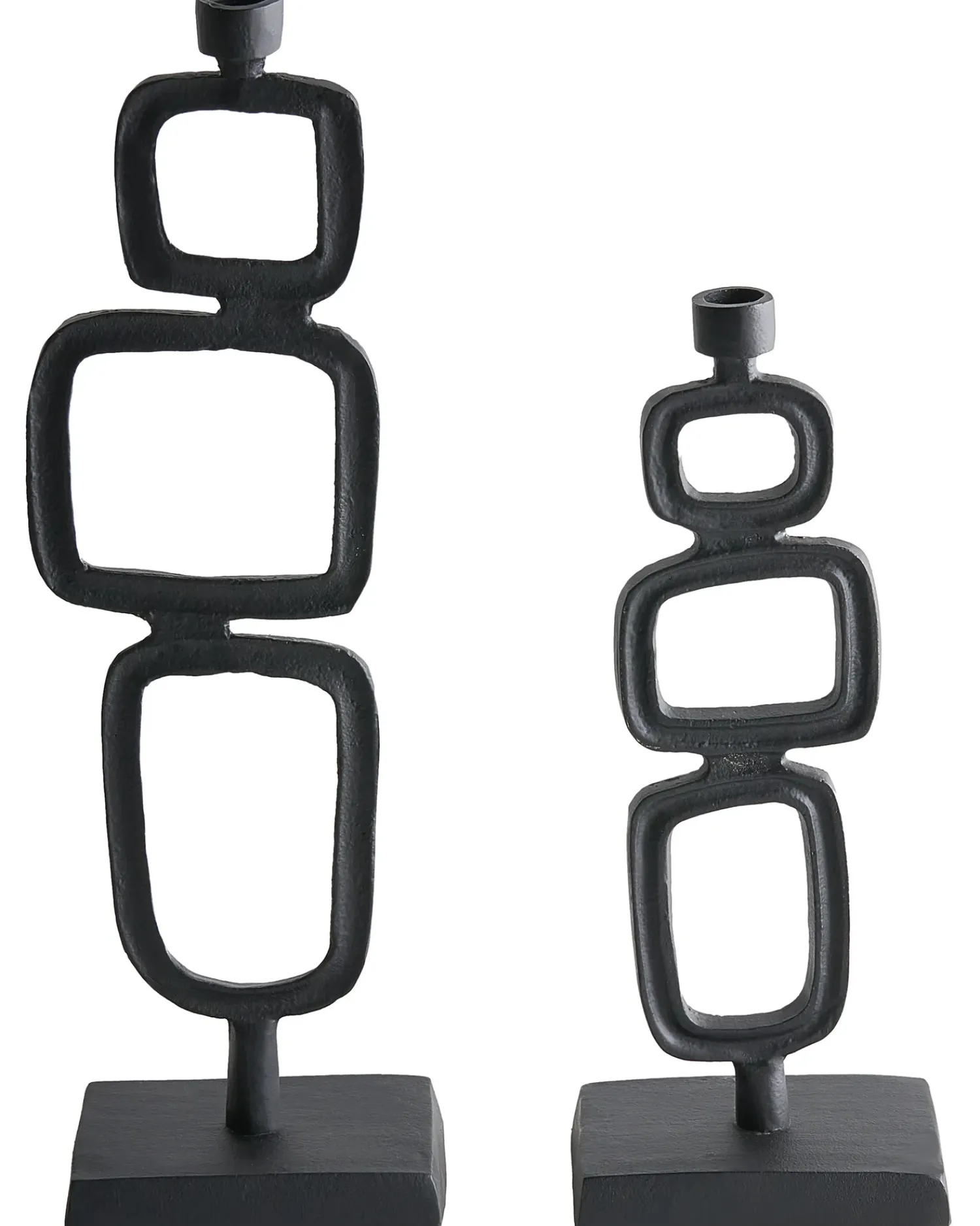 Beliani Set di 2 portacandele SIPANJE Metallo 35/48 cm Nero