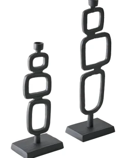 Beliani Set di 2 portacandele SIPANJE Metallo 35/48 cm Nero