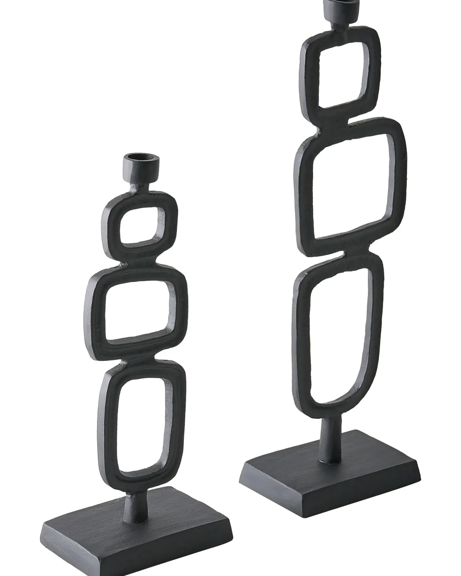 Beliani Set di 2 portacandele SIPANJE Metallo 35/48 cm Nero