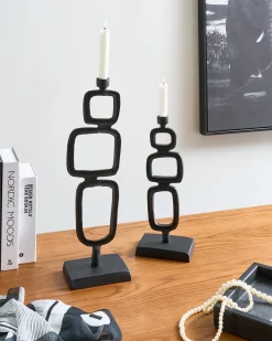 Beliani Set di 2 portacandele SIPANJE Metallo 35/48 cm Nero