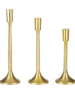 Beliani Set di 3 portacandele ZIMBABWE Metallo 36 cm Oro