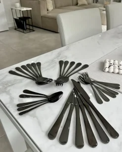 Hot Beliani Set di 30 posate FUSILLI Nero