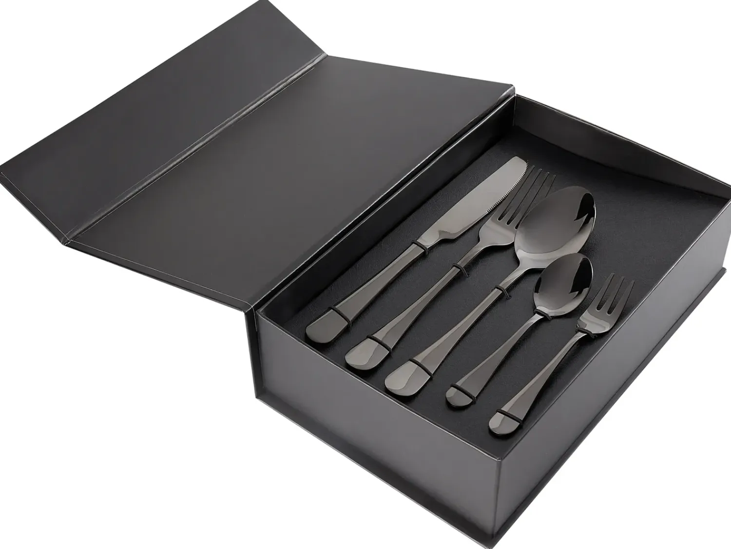 Hot Beliani Set di 30 posate FUSILLI Nero