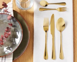 Beliani Set di 30 posate FUSILLI Oro