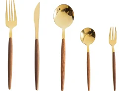 Beliani Set di 30 posate GEMELLI Oro Oro Marrone