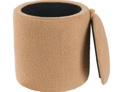 Outlet Beliani Set di 2 pouf contenitore BEREA Bouclé chiaro Marrone