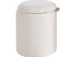 Best Beliani Set di 2 pouf contenitore BEREA Bouclé sporco Bianco
