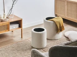 Best Beliani Set di 2 pouf contenitore BEREA Bouclé sporco Bianco