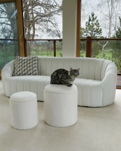 Best Beliani Set di 2 pouf contenitore BEREA Bouclé sporco Bianco