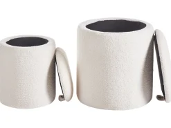 Best Beliani Set di 2 pouf contenitore BEREA Bouclé sporco Bianco