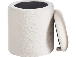 Best Beliani Set di 2 pouf contenitore BEREA Bouclé sporco Bianco
