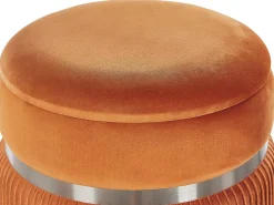 Hot Beliani Set di 2 pouf contenitore CAMDENTON Velluto Arancione