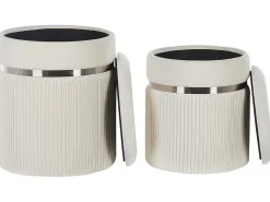 Outlet Beliani Set di 2 pouf contenitore CAMDENTON Velluto sporco Bianco