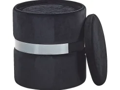 Discount Beliani Set di 2 pouf contenitore DORIS Velluto Nero Argento Nero