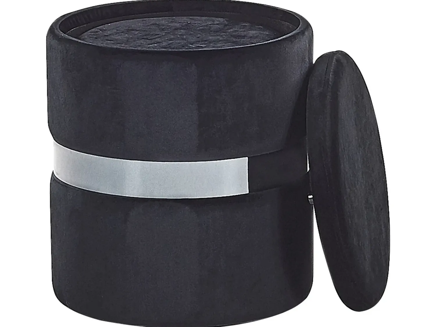Discount Beliani Set di 2 pouf contenitore DORIS Velluto Nero Argento Nero