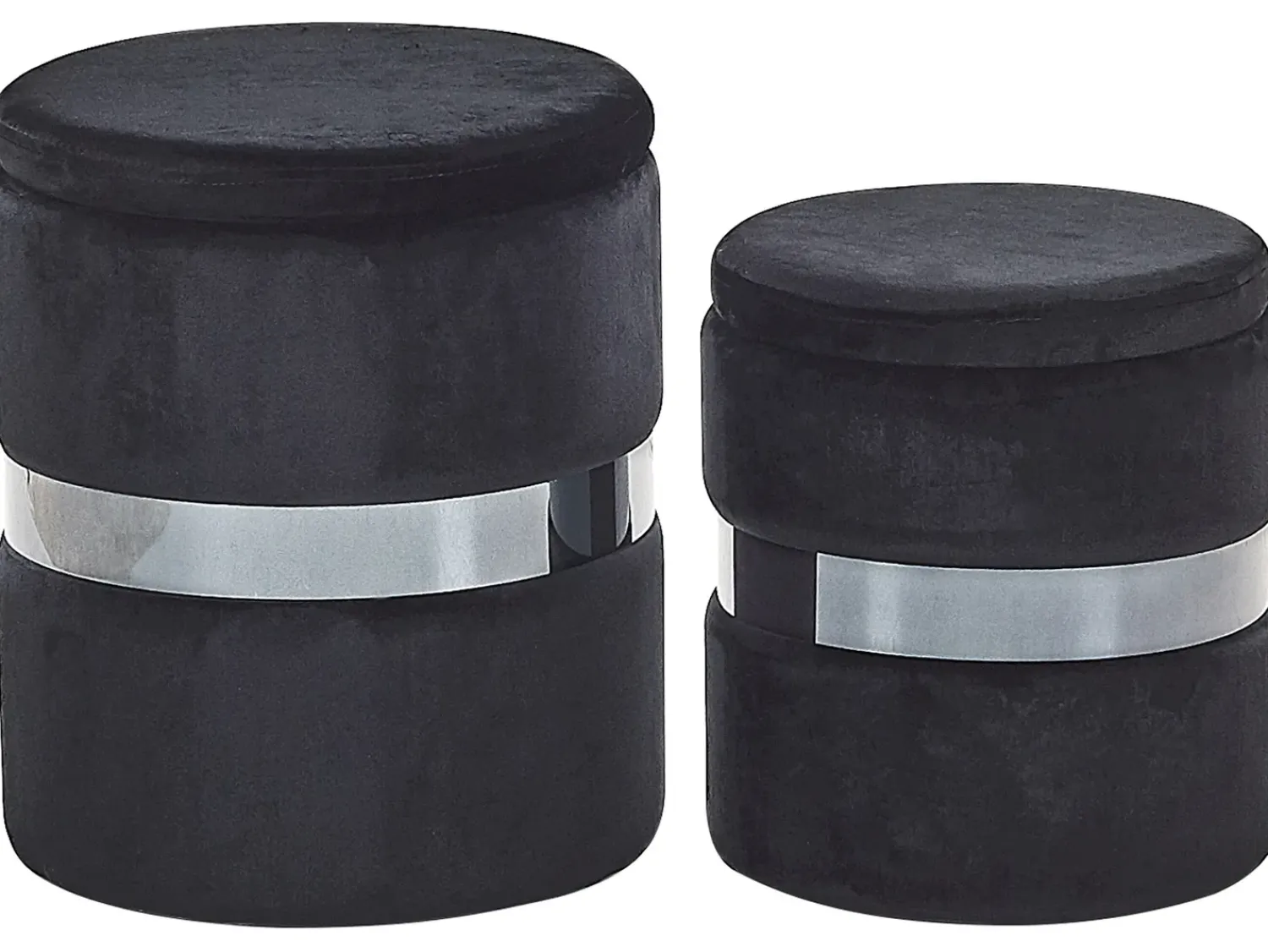 Discount Beliani Set di 2 pouf contenitore DORIS Velluto Nero Argento Nero