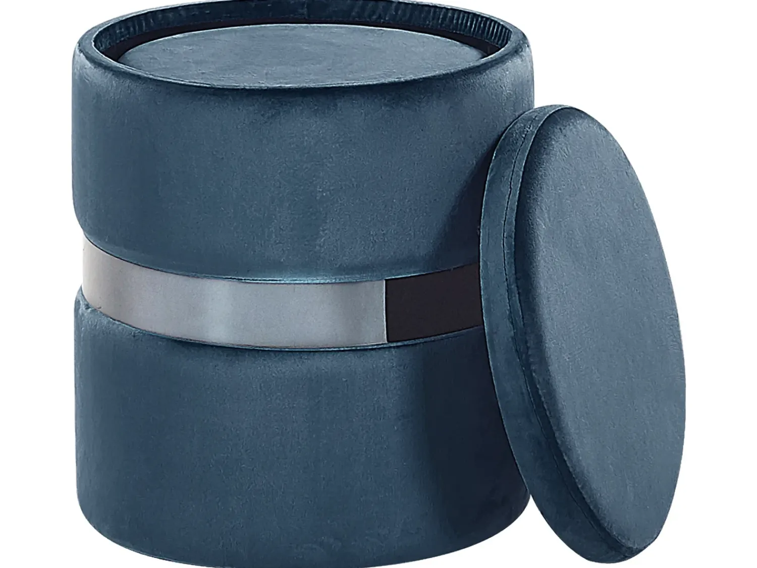 Clearance Beliani Set di 2 pouf contenitore DORIS Velluto Blu Blu Argento