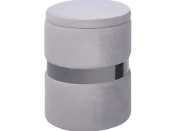 Best Beliani Set di 2 pouf contenitore DORIS Velluto Grigio chiaro Argento Grigio